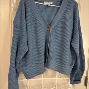 Love Tree Blue Cardigan with Button Detail